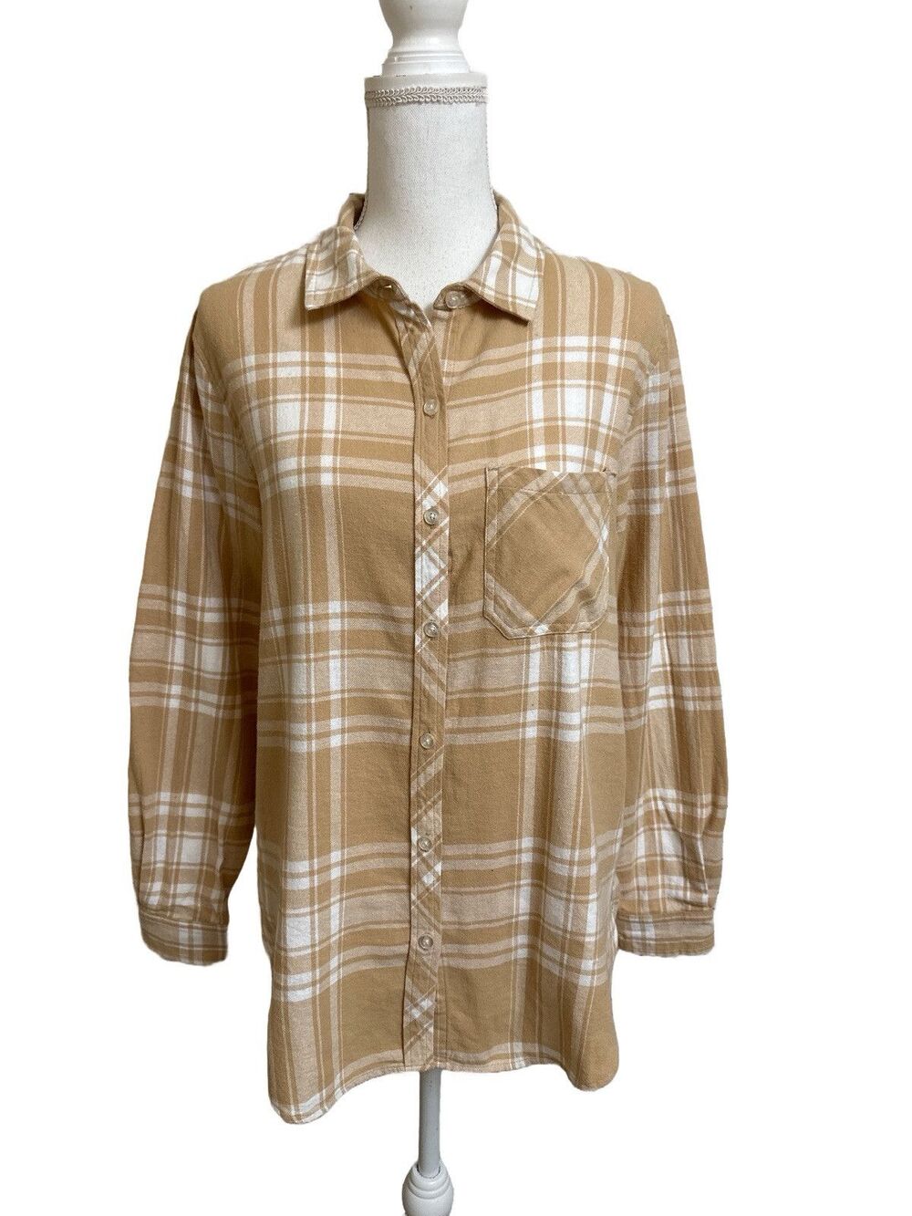NWT Gap Women's M Soft Long Sleeve Relaxed Fit Flannel Shirt Yellow NEW $69 MSRP
